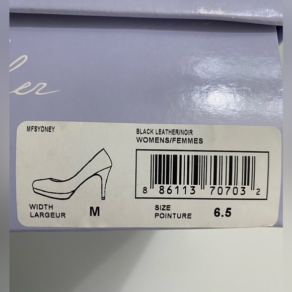 Brand New Marc Fisher Black Leather Sidney Heels Size 6.5 W - Picture 2 of 7